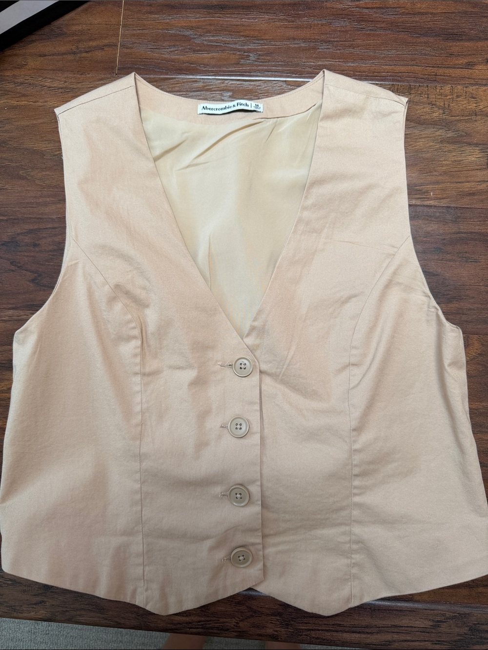 Abercrombie & Fitch Women's Beige Button-Front Vest
